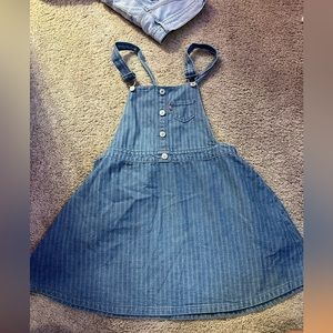 Levi's Jumper Size XL Blue Denim Stripes Adjustable Straps A Line Skirt